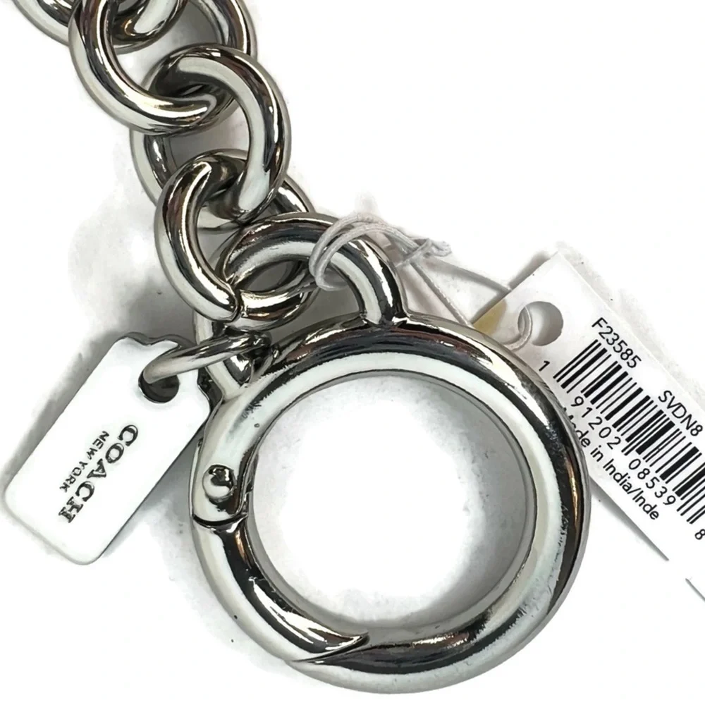 COACH VARSITY C BAG CHARM (F23585) SILVER/TRUE RIVETED RED KEY CHAIN KEYCHAIN